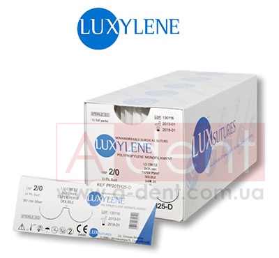 �������� ������ ������� LUXYLENE 4/0 75 cm blue, taper point 1/2 circle 20 mm (LUXSUTURES A.G.), PP40HR20, nonabsorbable surgical suture, polypropylene monofilament, USP 4/0 (1.5 Ph. Eur) 75 cm blue, 1/2 circle 20 mm taper point HR20 - 82.68 ���