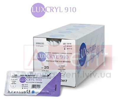 �������� 910 ������ ������� LUXCRYL 910 5/0 75 cm violet, reverse cutting 3/8 circle 16 mm (LUXSUTURES A.G.), PL50DS16,synthetic absorbable surgical suture, polyglactine 910 braided,USP 5/0(1Ph. Eur) 75 cm violet, 3/8 circle 16 mm reverse cutting DS16 - 173.68 ���